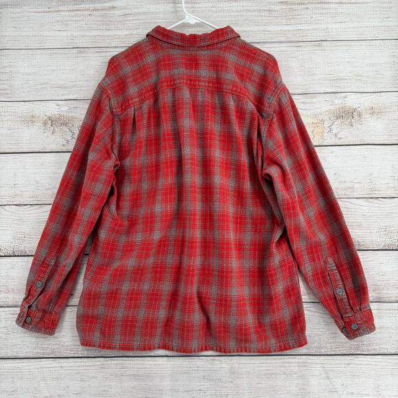 Patagonia Long Sleeved Fjord Flannel Shirt Mens XL Red Gray Plaid - Picture 2 of 14